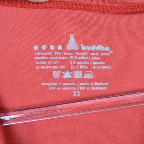 Neon Buddha V Neck Button Down Sleeveless Tank Top Coral Color, Size X-Small - Picture 6 of 7